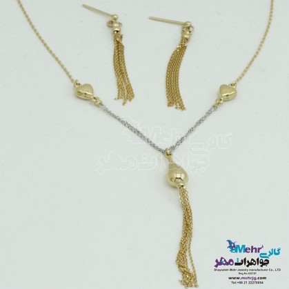 Half a set of gold - necklace and earrings - tears and hearts design-MS0486